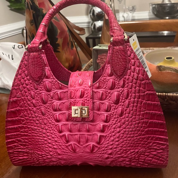Brahmin Adrain Croc Embossed Hot Pink Ombre Womens Handbag...